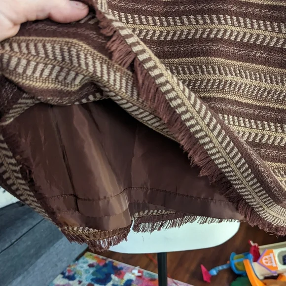 Bob Timberlake Striped Mini Skirt Size 4 Brown Frayed Hem Boho Southwestern - Picture 10 of 10